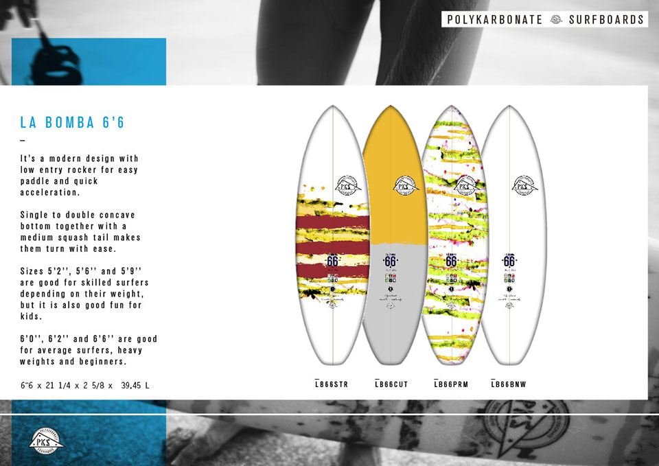 Pukas Surf PKS Polykarbonate Surfboards La Bomba 6'6