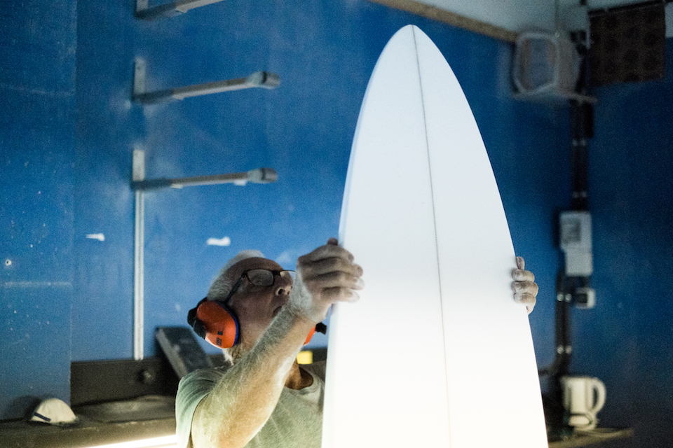Pukas Surf Bob McTavish at the Pukas factory