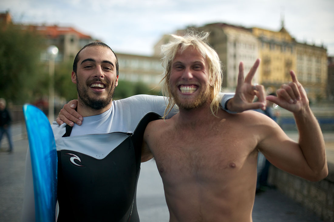 Pukas Surf Mario Azurza with Dane Gudauskas in San Sebastian