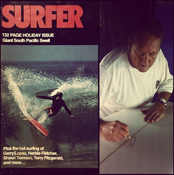 Pukas Surf Shaper Peter Daniels makes the Surfer Mag cover in the 70s